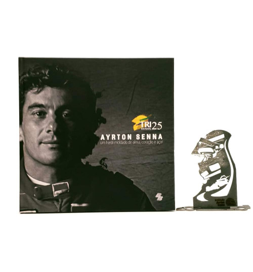 Kit Ayrton Senna - Estátua O Senhor da Chuva + Livro Ayrton Senna Um Herói Moldado de Alma, Coração e Aço!