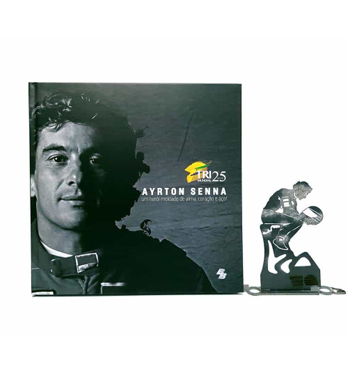 Kit Ayrton Senna - Estátua O Samurai Tupiniquim + Livro Ayrton Senna Um Herói Moldado de Alma, Coração e Aço!