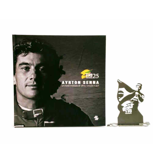 Kit Ayrton Senna - Estátua Tricampeão - 25 Anos do Tricampeonato + Livro Ayrton Senna Um Herói Moldado de Alma, Coração e Aço!