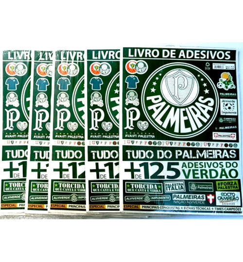 Kit Livro de Adesivos Palmeiras com mais de 125 Adesivos - 5 Unidades