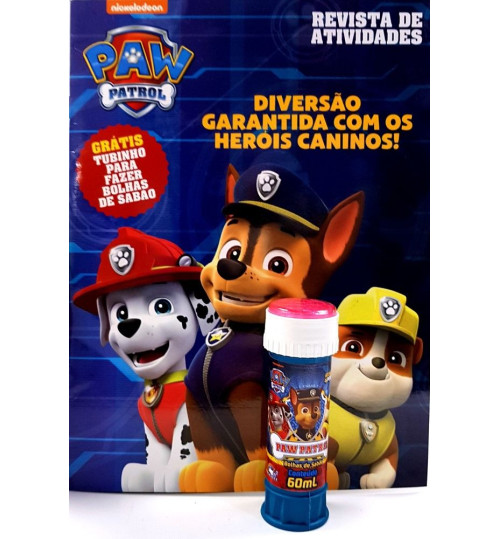 Revista de Atividades Patrulha Canina Grátis Tubinho para Fazer Bolhas de Sabão