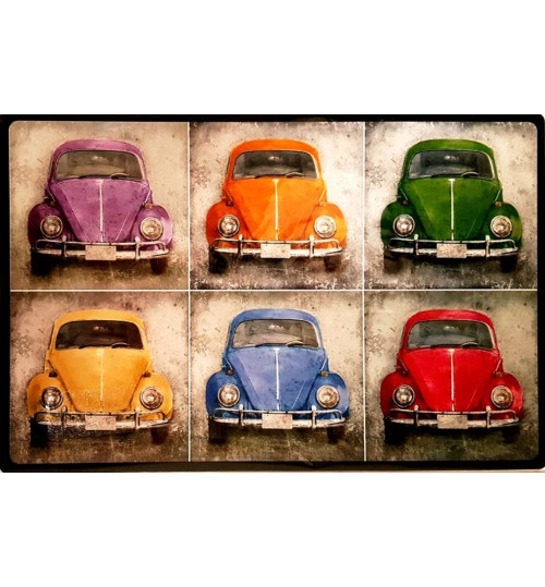 Quadro Retrô Fuscas Coloridos