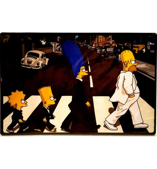 Quadro Retrô Os Simpsons - Abbey Road - The Beatles