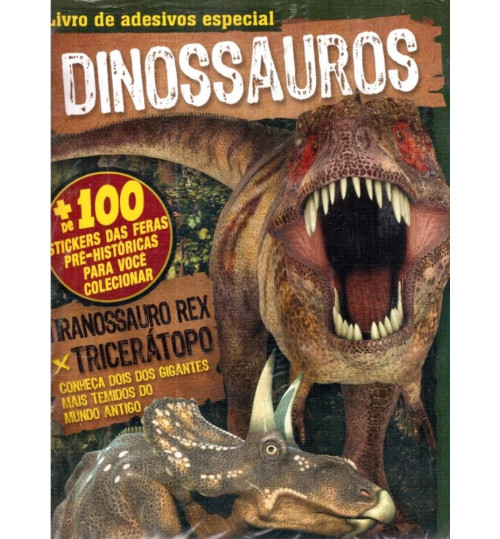 Livro de Adesivos Especiais Dinossauros com mais de 100 Adesivos